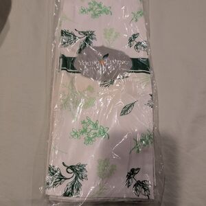 NWT Young Living Essential Oils Botanical Herb Tea Towel Set – Green & White